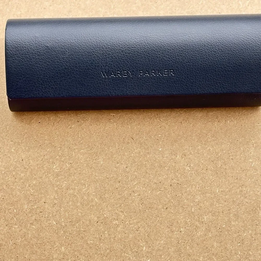 Warby Parker Blue Eyeglasses Sunglasses Hard Case Magnetic Closure Navy Blue